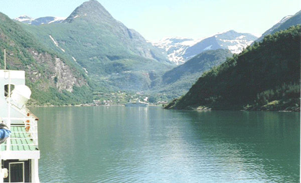 Here in the fjord, the ship docks, where we caught many  pollack or saithe