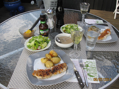 Grilled Redfish with new Danish potatoes and Grandma salad