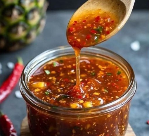 Lav en Hot Chili Ananas Sauce og kom et par saltsild i saucen