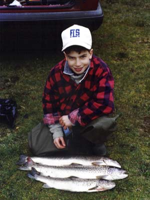 My son Flemming with three trout
