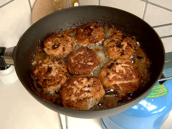 A pan full of fish meatballs