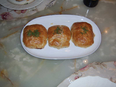 The trout fillets are finished baked in puff pastry