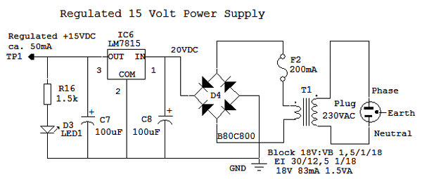 Regulated 15 Volt Power Supply