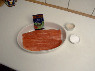 The Christmas salmon ready to be Rimmet with Dildsnaps