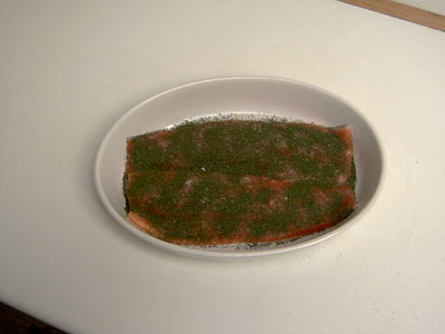 Homemade 'Gravlax' this is a rainbow trout from Karlstrup