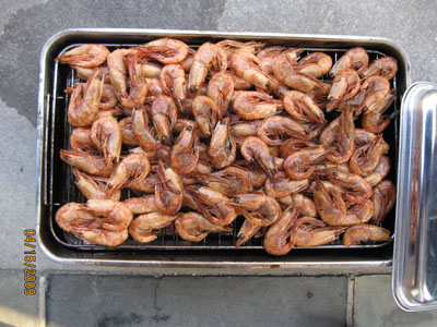 Shrimp smoked in a lunchbox smoker
