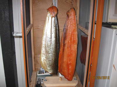 Two large salmon fillets finished smoked
