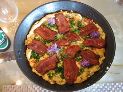 Lunch omelette with bacon