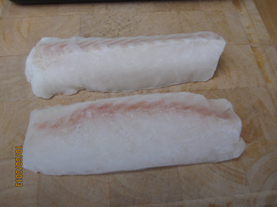 Fresh cod fillet without bones