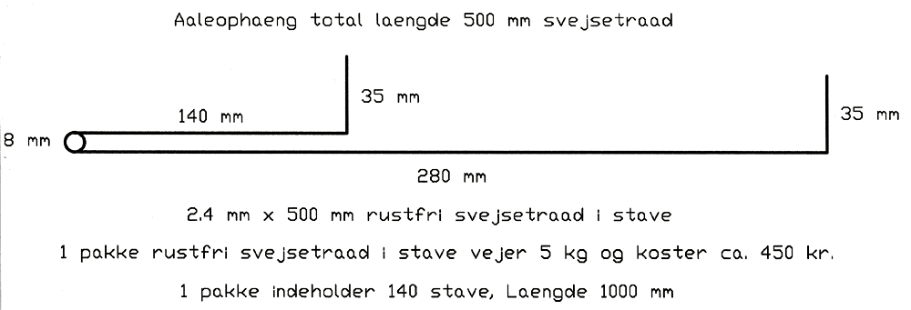 Eel suspension total length 500 welding wire