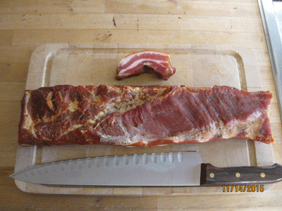 Ribs are ready to be smoked and ready to be cut 
