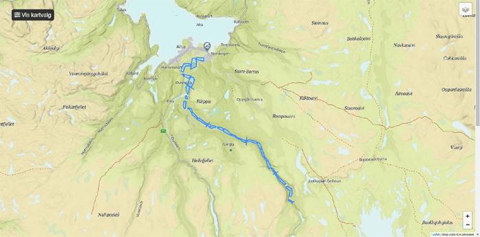 Kort over Altaelva og Eibyelva