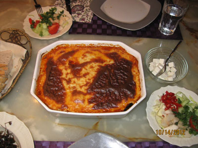 Moussaka with cod or lamb