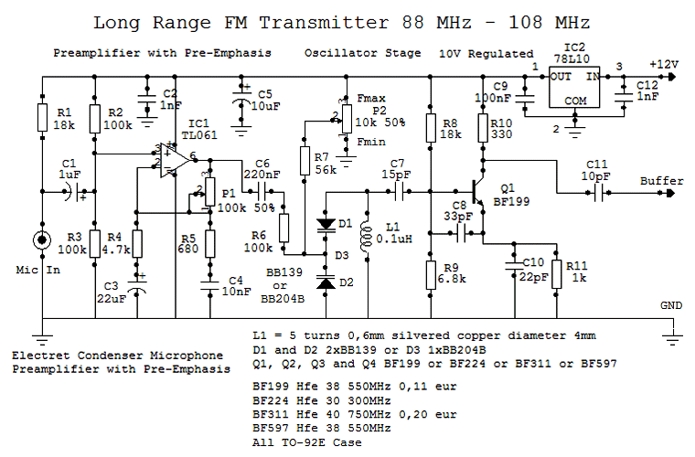 Microphone Preamplifier with Pre-Emphasis
and Oscillator Stage