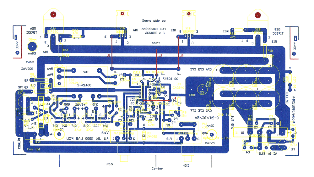 PCB Top Layer, Top Overlay og Bottom Layer af PSU JW 3000