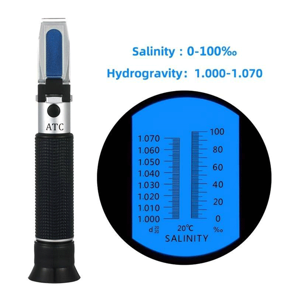Refractometer salinity from 0 to 100