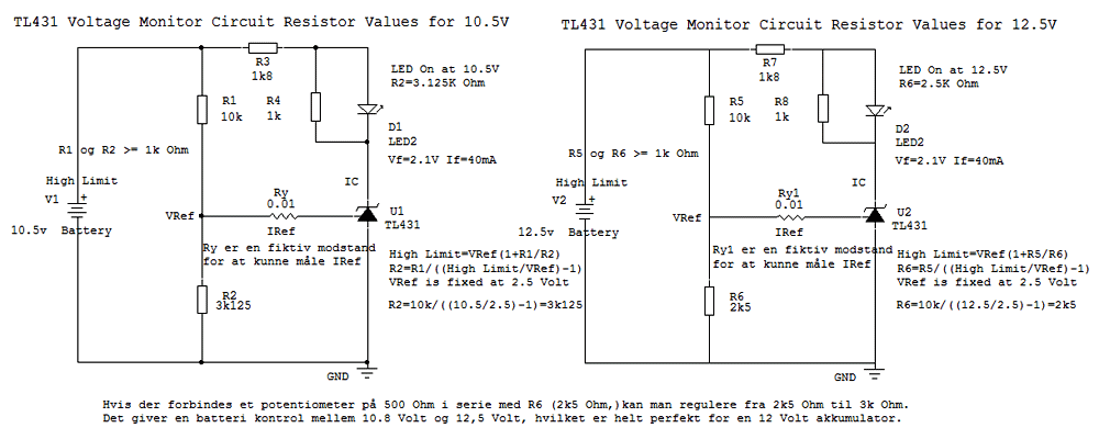 Diagram over Voltage Monitor Circuit Resistor Values