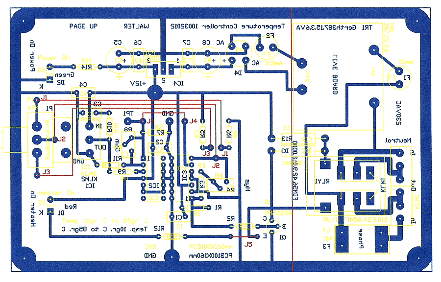 PCB komponent lay-out for 2-pol relæ