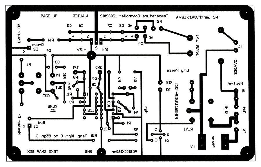 PCB lay-out for 1-pol relæ